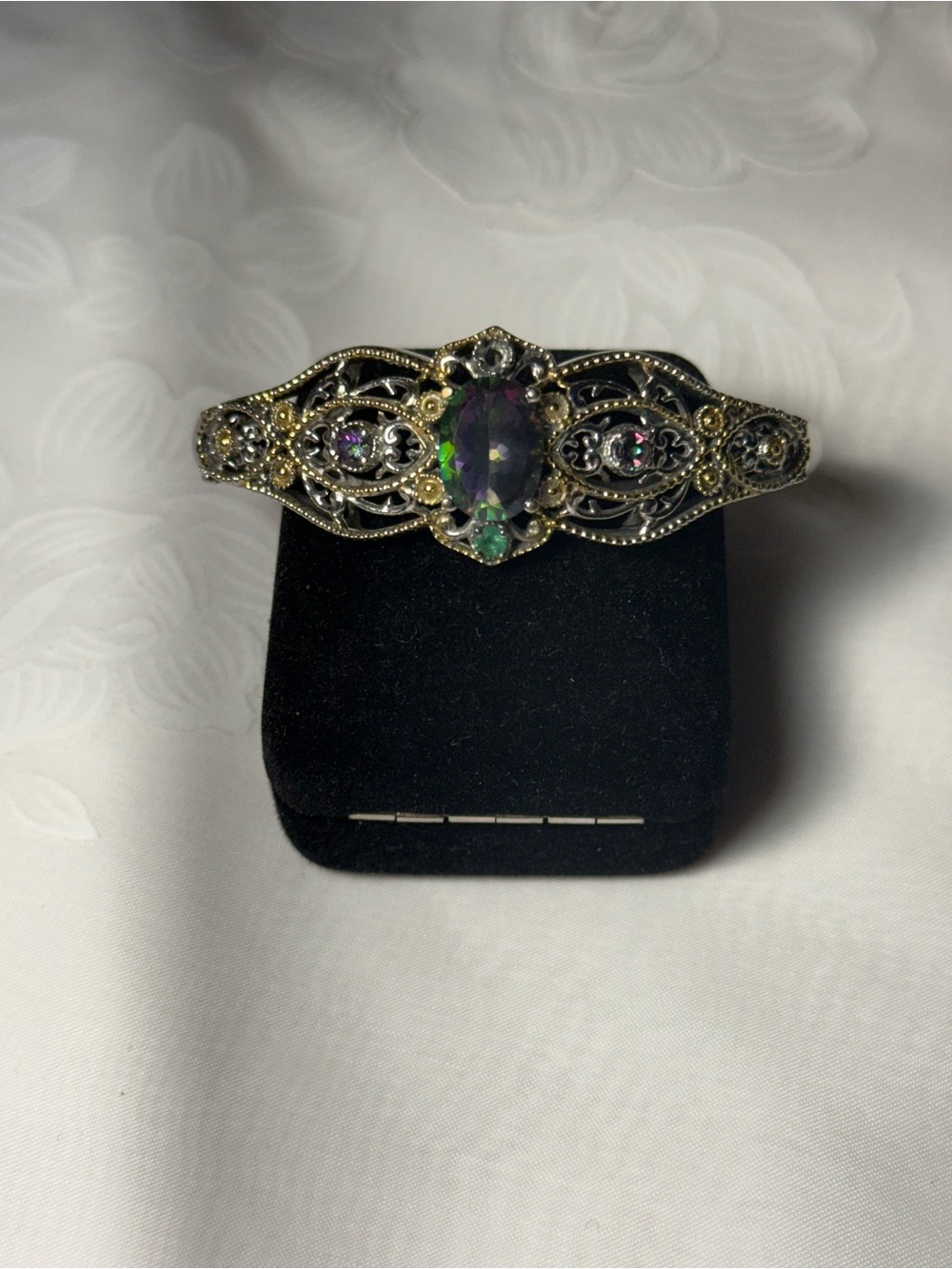 Sterling Bangle Bracelet With Gems